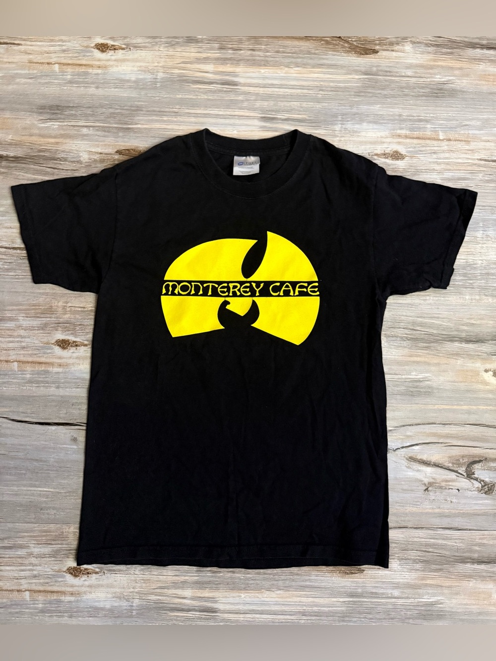Port and Company Black Monterey Cafe Wu-Tang Style Pizza Graphic T-Shirt Large